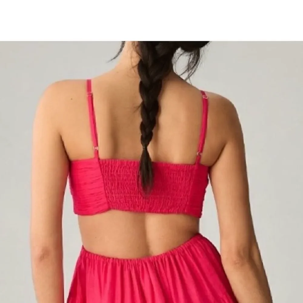 Anthropologie Let Me Be Cutout Tiered Dress Magenta Size XXS - Picture 5 of 6